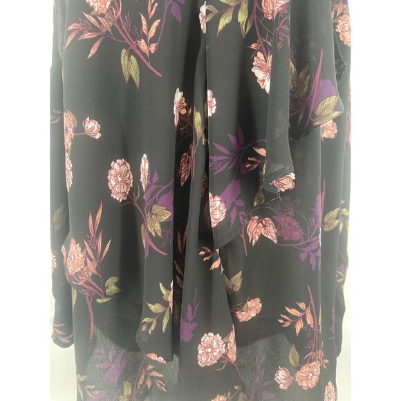 Torrid Black‎ Pink Purple Floral Top V-Neck Whimsigoth Ruffle Size 2X - Picture 3 of 8
